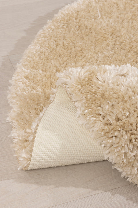 Koza Home Douro Shaggy Bath Mat Beige Non-Slip Base Circle 120 x 120 cm 120 x 120