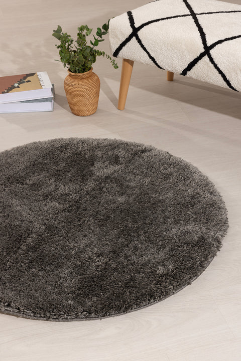 Koza Home Douro Shaggy Bath Mat Smoke Non-Slip Base Circle 120 x 120 cm 120 x 120