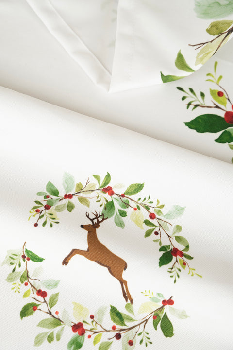 Koza Home Charm Colorful Deer Printed Cream Runner 45X140 35260A 45 x 140