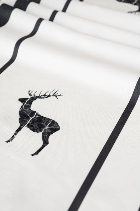 Koza Home Charm Black Deer Printed Cream Runner 45X140 35261A 45 x 140
