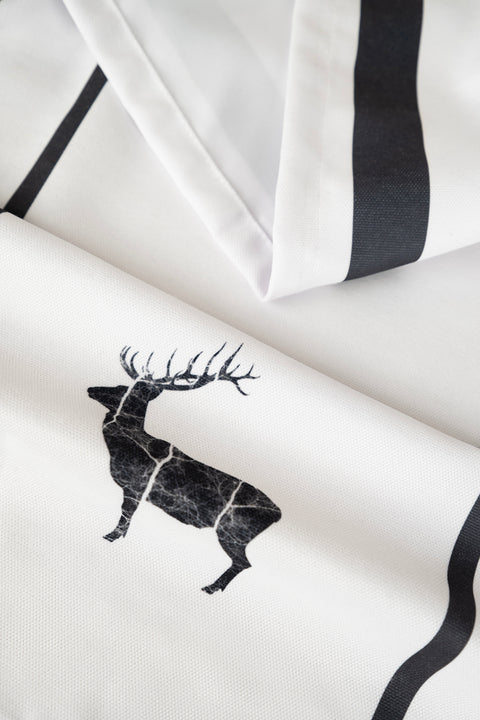 Koza Home Charm Black Deer Printed Cream Runner 45X140 35261A 45 x 140