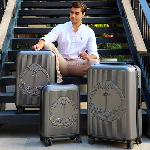 Biggdesign Ocean Hardshell Spinner Luggage Set, Gray, 3 Pcs